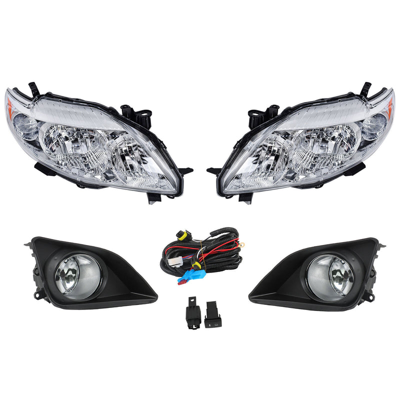 DURAFORCE Pair Halogen Headlight Amber Corner&Fog Lights Kits For 2009-10 Corolla