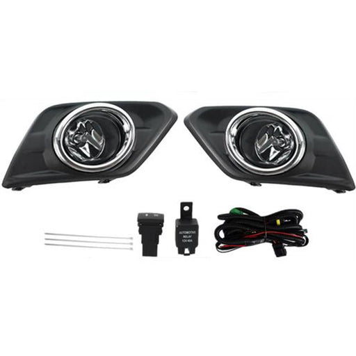 DURAFORCE Fog Light Driving Lamp For 2014-2016 Nissan Rogue Chrome+ Switch+ Bezel