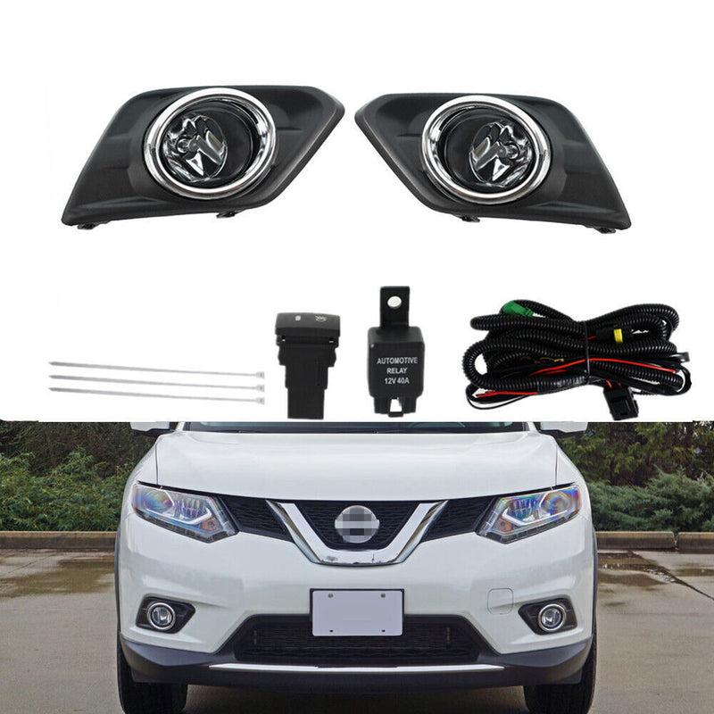 DURAFORCE Fog Light Driving Lamp For 2014-2016 Nissan Rogue Chrome+ Switch+ Bezel