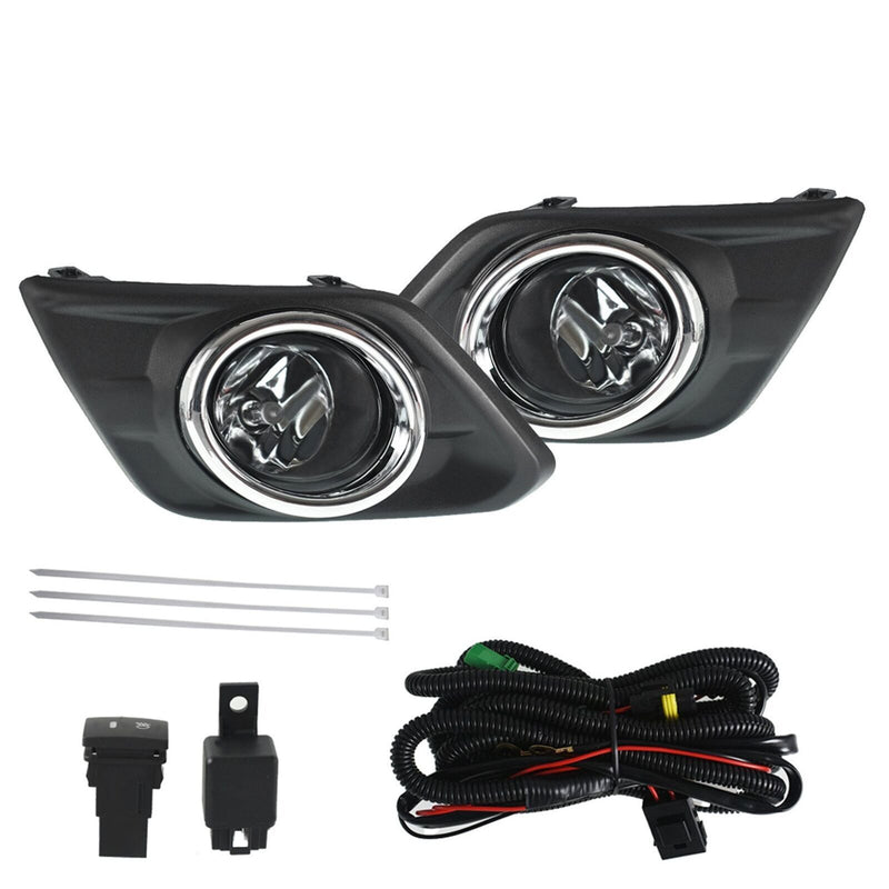 DURAFORCE Fog Light Driving Lamp For 2014-2016 Nissan Rogue Chrome+ Switch+ Bezel