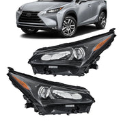 DURAFORCE Left+Right Headlight For 2015-2017 Lexus NX200t NX300h NX300 LED+Halogen