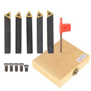 DURAFORCE 5 Pcs 1/2" Carbide Indexable Turning Tool Lathe Bit With Carbide Inserts Tool