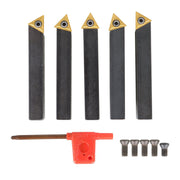 DURAFORCE 5 Pcs 1/2" Carbide Indexable Turning Tool Lathe Bit With Carbide Inserts Tool