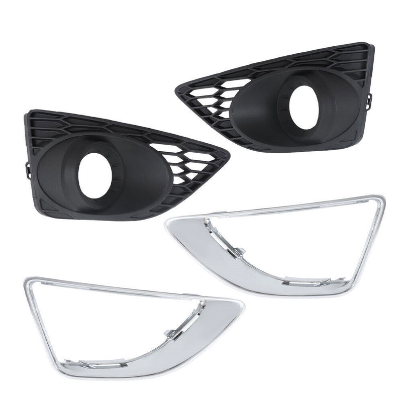 DURAFORCE Front Fog Light Trim+Fog Light Bezel For 2010-2012 Ford Fusion Set of 4