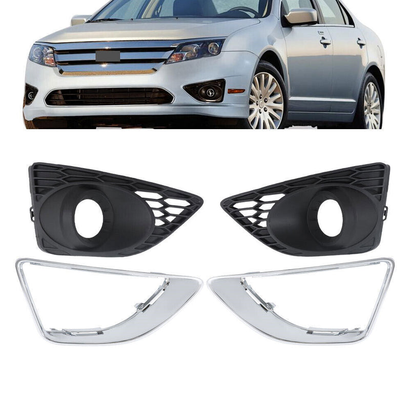 DURAFORCE Front Fog Light Trim+Fog Light Bezel For 2010-2012 Ford Fusion Set of 4