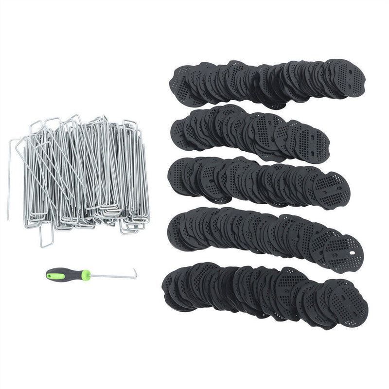 DURAFORCE 200 Pack Stainless Garden Stakes Landscape Staples Set with Mats& Precision Hook