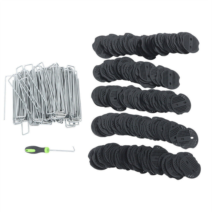 DURAFORCE 200 Pack Stainless Garden Stakes Landscape Staples Set with Mats& Precision Hook
