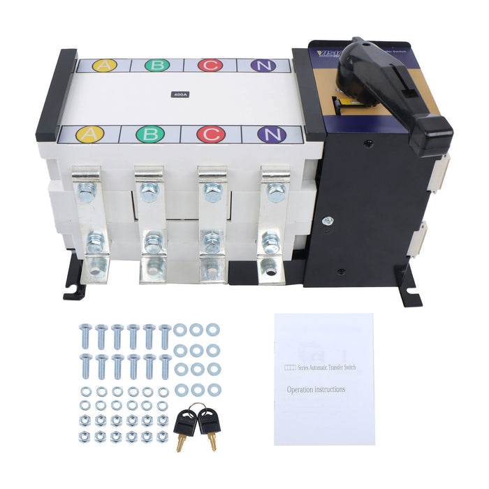 DURAFORCE ATS 400A 4 Poles 110V 220V Grid to AC Generator Automatic Transfer Switch