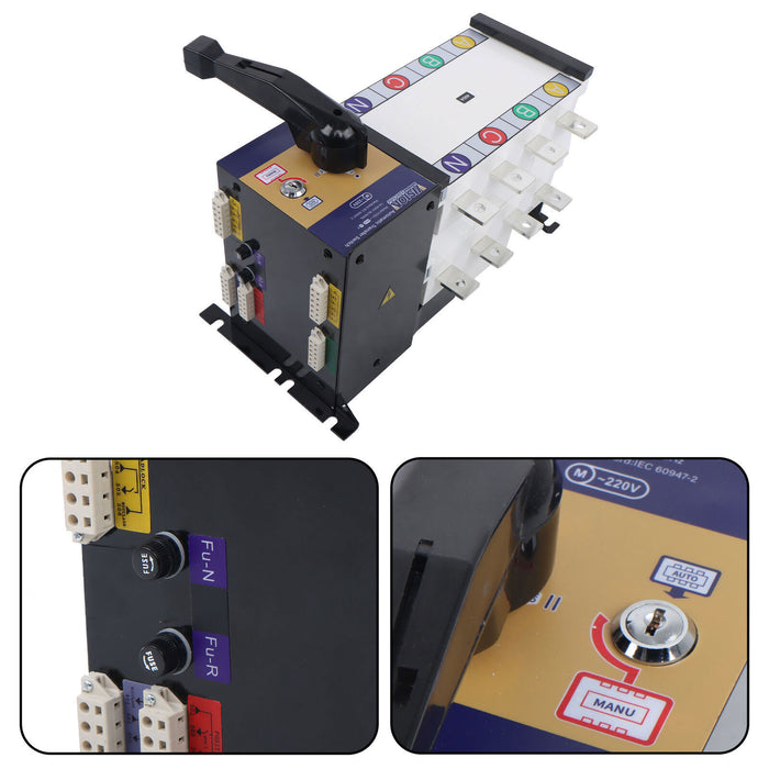 DURAFORCE ATS 400A 4 Poles 110V 220V Grid to AC Generator Automatic Transfer Switch