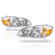 DURAFORCE Right+Left Headlights For 2003-08 Toyota Corolla Halogen Headlamp Chrome