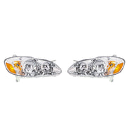 DURAFORCE Right+Left Headlights For 2003-08 Toyota Corolla Halogen Headlamp Chrome