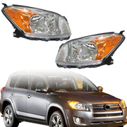 DURAFORCE Left+Right Headlight For 2009-2012 Toyota Rav4 Sport Halogen Type Chrome