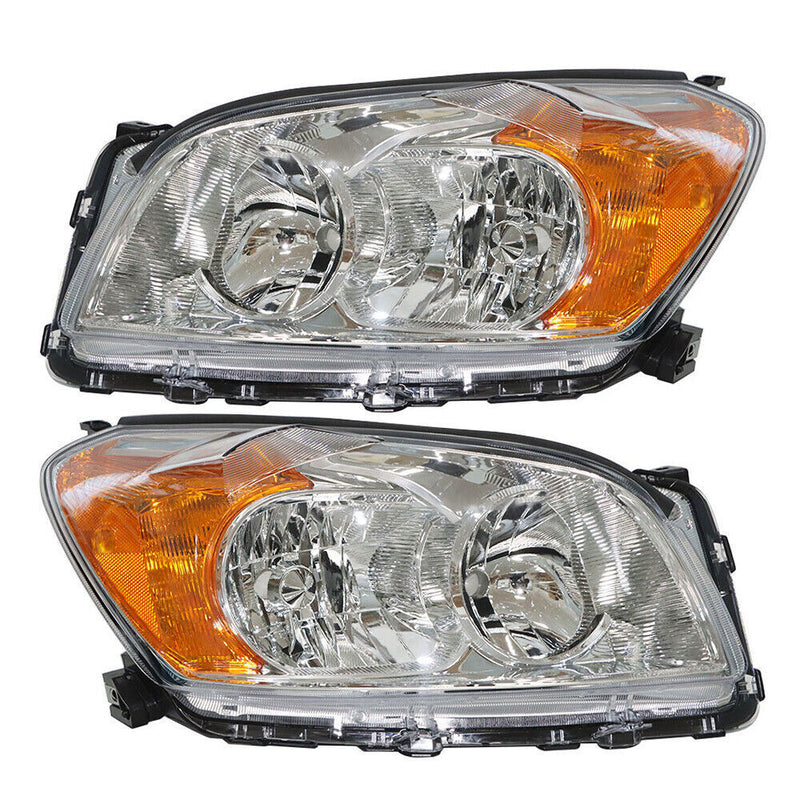 DURAFORCE Left+Right Headlight For 2009-2012 Toyota Rav4 Sport Halogen Type Chrome