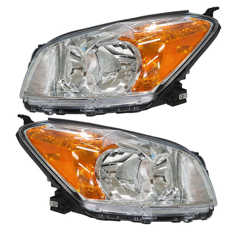 DURAFORCE Left+Right Headlight For 2009-2012 Toyota Rav4 Sport Halogen Type Chrome