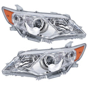 DURAFORCE Pair Headlight For 2012-2014 Toyota Camry Projector Halogen Type Chrome
