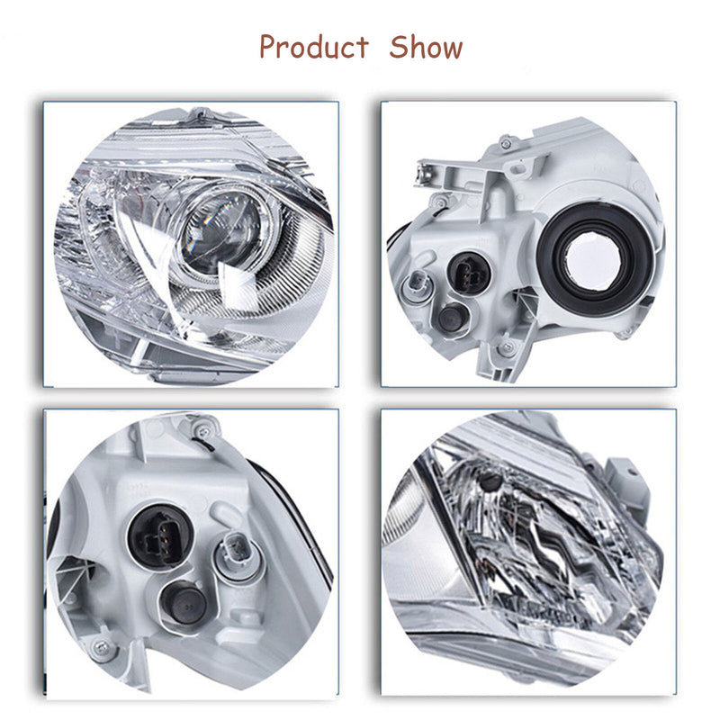 DURAFORCE Pair Headlight For 2012-2014 Toyota Camry Projector Halogen Type Chrome