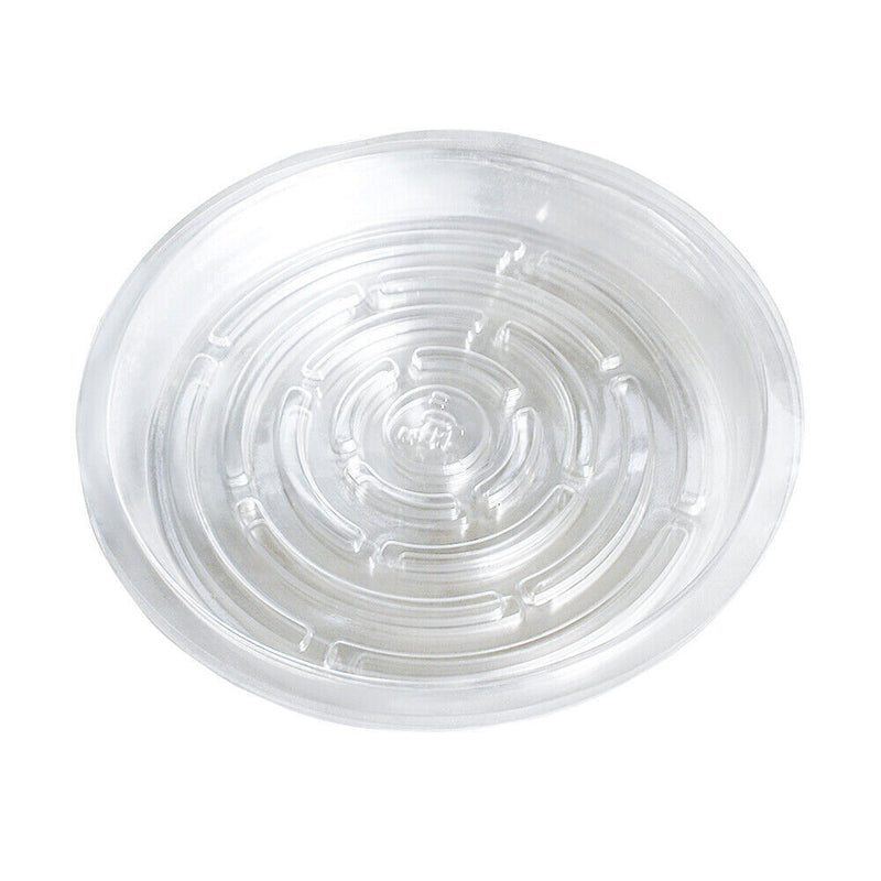 DURAFORCE 5 Pack Flowers Pot 12'' Plastic Clear Reusable Sturdy Saucer Plant Drip Trays