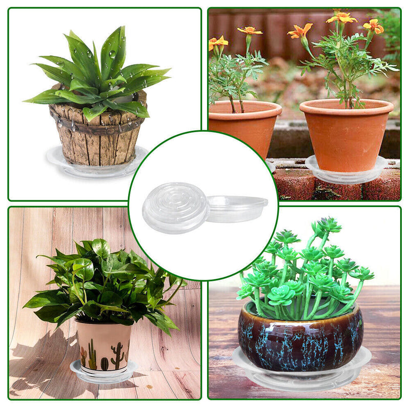 DURAFORCE 5 Pack Flowers Pot 12'' Plastic Clear Reusable Sturdy Saucer Plant Drip Trays