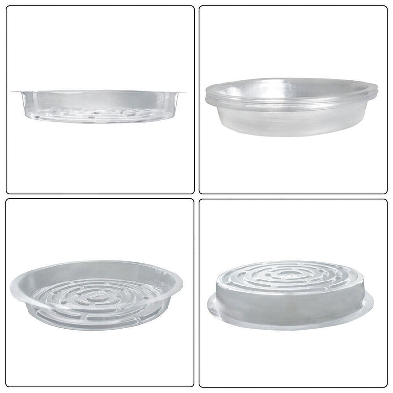 DURAFORCE 5 Pack Flowers Pot 12'' Plastic Clear Reusable Sturdy Saucer Plant Drip Trays