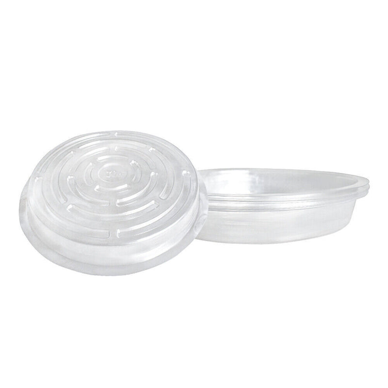 DURAFORCE 5 Pack Flowers Pot 12'' Plastic Clear Reusable Sturdy Saucer Plant Drip Trays