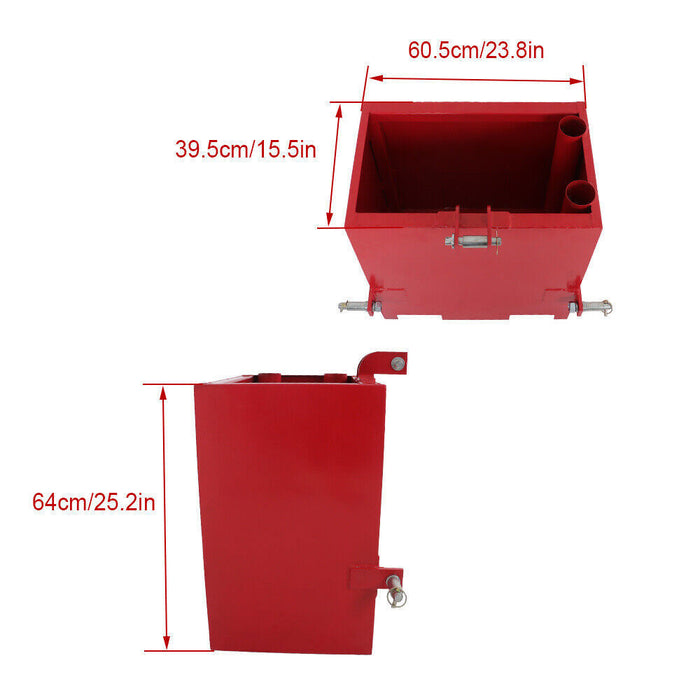 DURAFORCE 3 Point Hitch Ballast Box W/ 2'' Quick Hitch Receiver For 3 Point Cat 1 800LBS