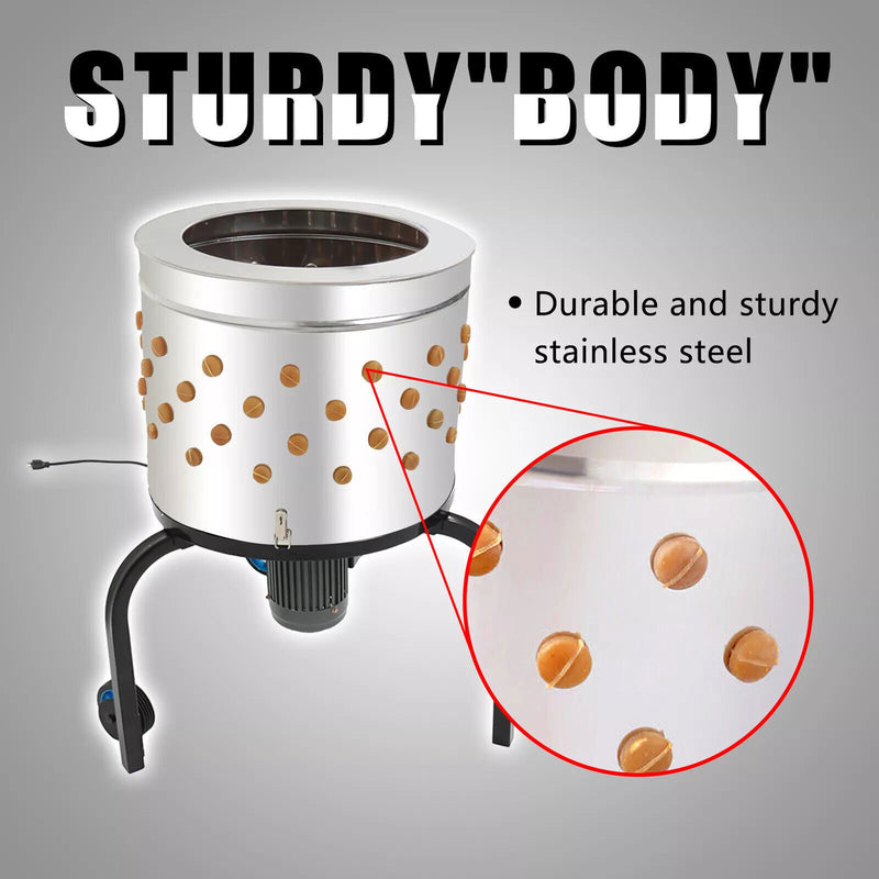 DURAFORCE Chicken Plucker Machine Feather Plucker Stainless Steel Drum 280RPM Motor 120V