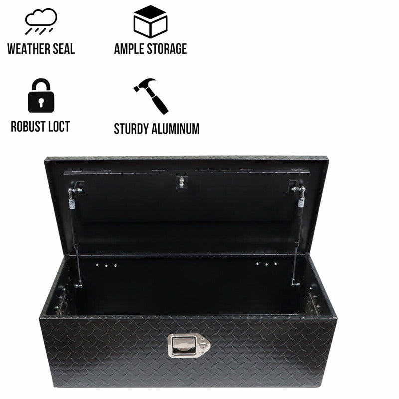 DURAFORCE Aluminum Black Tool Box For Pickup Trailer Truck Storage 30 Inch