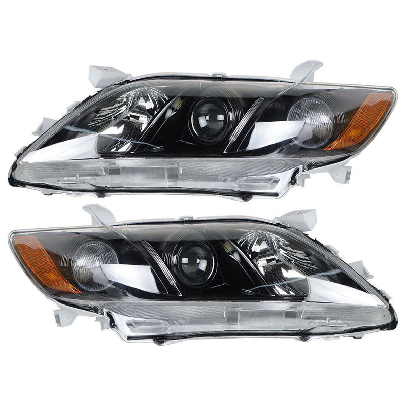DURAFORCE Right+Left Headlight For 2007-2009 Toyota Camry Projector Assembly Black