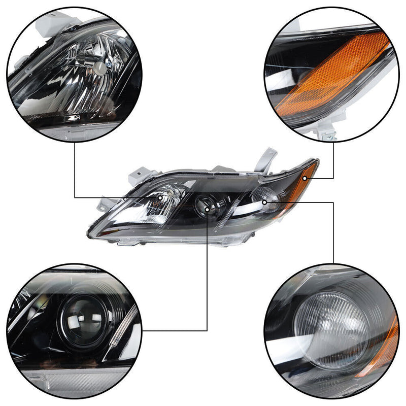 DURAFORCE Right+Left Headlight For 2007-2009 Toyota Camry Projector Assembly Black