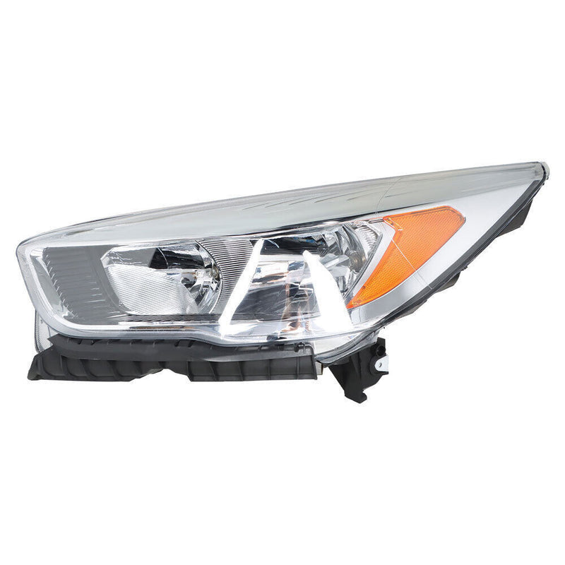 DURAFORCE Left+Right Side Headlights DRL For 2017-2019 Ford Escape Halogen Chrome