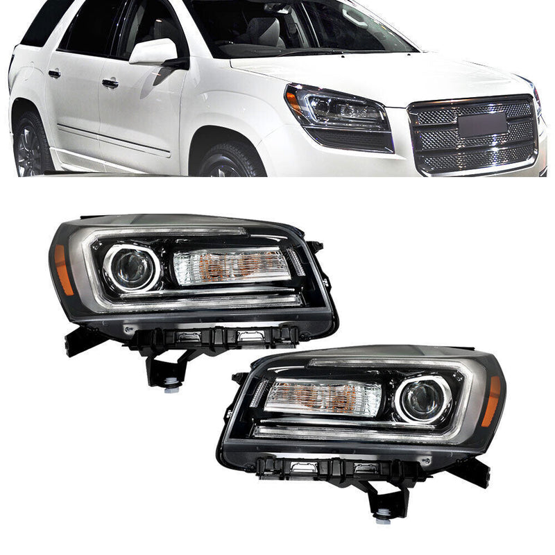DURAFORCE Right+Left Side Headlight For 2013-2016 GMC Acadia Halogen+LED Headlamp