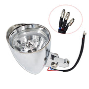 DURAFORCE Motorcycle Chrome Visor Headlight For Bobber Chopper Dyna 12V