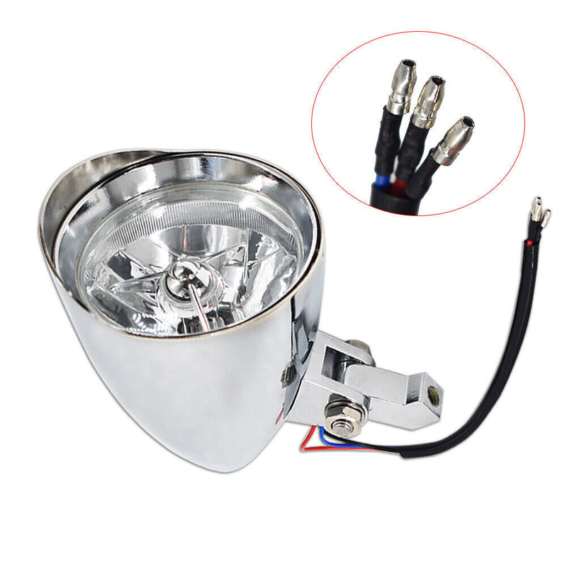 DURAFORCE Motorcycle Chrome Visor Headlight For Bobber Chopper Dyna 12V