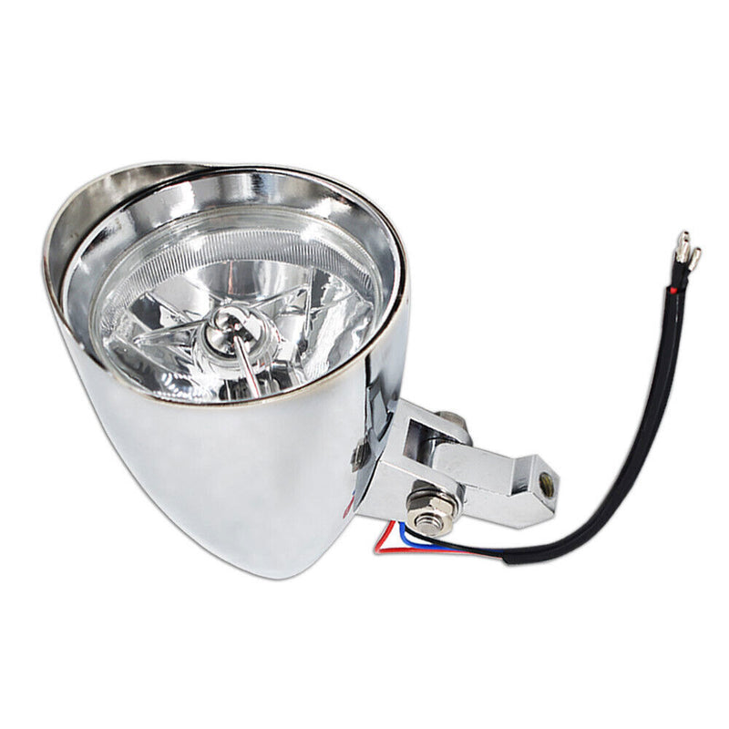 DURAFORCE Motorcycle Chrome Visor Headlight For Bobber Chopper Dyna 12V