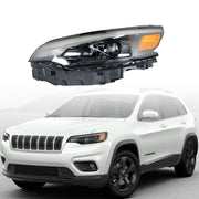DURAFORCE Left Headlight For 2019-2022 Jeep Cherokee Black Housing LED W/Ballast