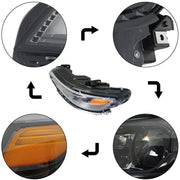 DURAFORCE Left Headlight For 2019-2022 Jeep Cherokee Black Housing LED W/Ballast