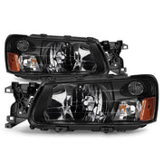 DURAFORCE Left+Right Headlight For 2003-2004 Subaru Forester Halogen Black Housing