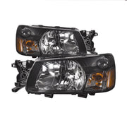 DURAFORCE Left+Right Headlight For 2003-2004 Subaru Forester Halogen Black Housing