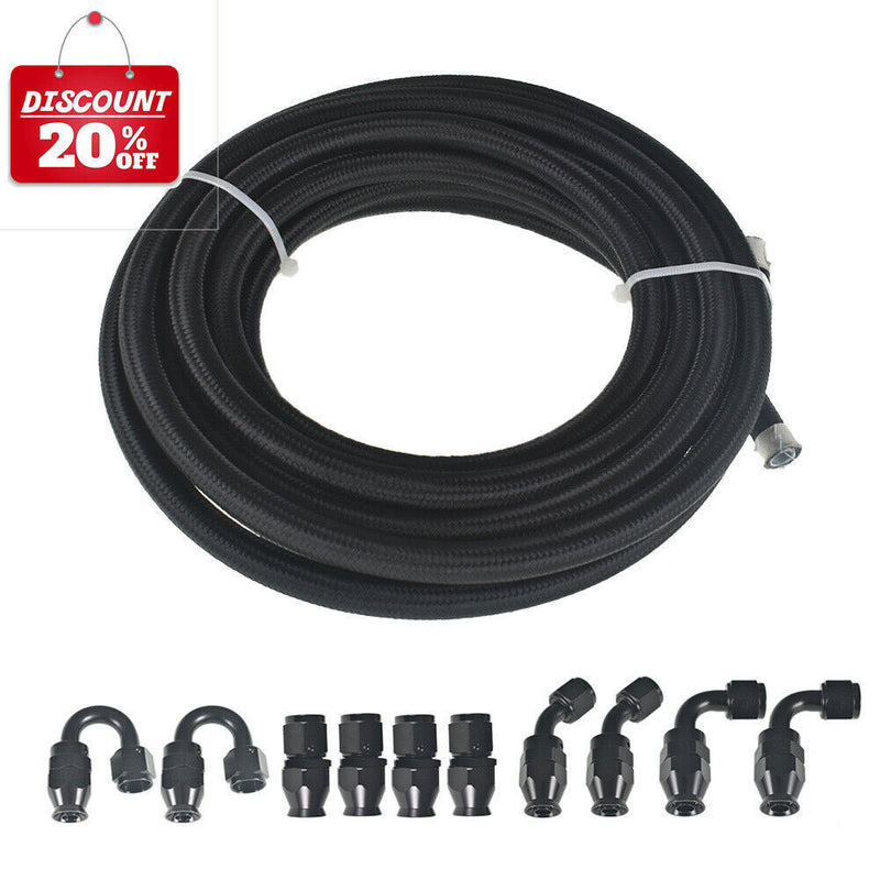 DURAFORCE 8AN 20FT PTFE fuel line hose kit, E85 stainless steel nylon braided hose
