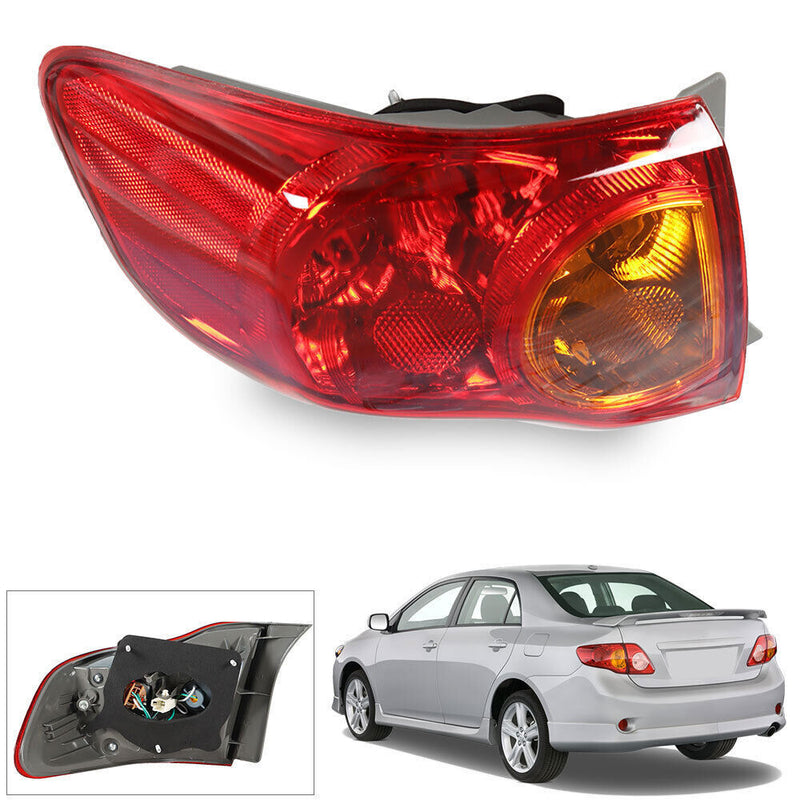 DURAFORCE Outer Tail Light For 2009-10 Toyota Corolla Left Driver LH Black Housing