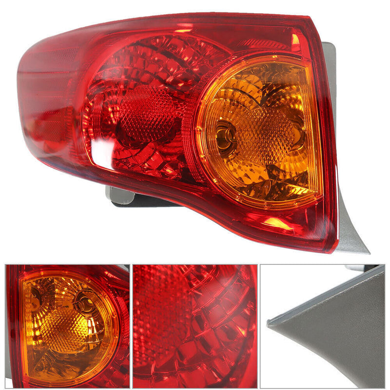 DURAFORCE Outer Tail Light For 2009-10 Toyota Corolla Left Driver LH Black Housing