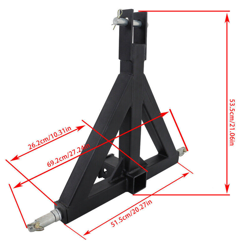 DURAFORCE 3 Point 2'' Trailer Receiver Hitch Tow Drawbar Category 1 Tractor Adapter