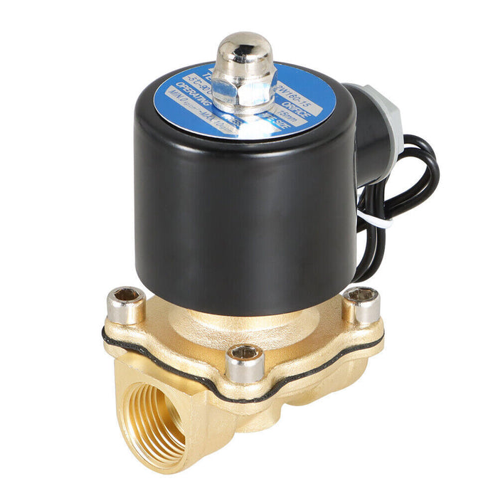 DURAFORCE 1/2 In NPT 12V DC Brass Electric Solenoid Valve Water Air Gas Viton NC