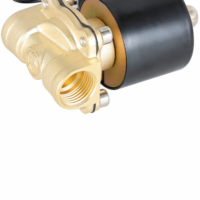 DURAFORCE 1/2 In NPT 12V DC Brass Electric Solenoid Valve Water Air Gas Viton NC