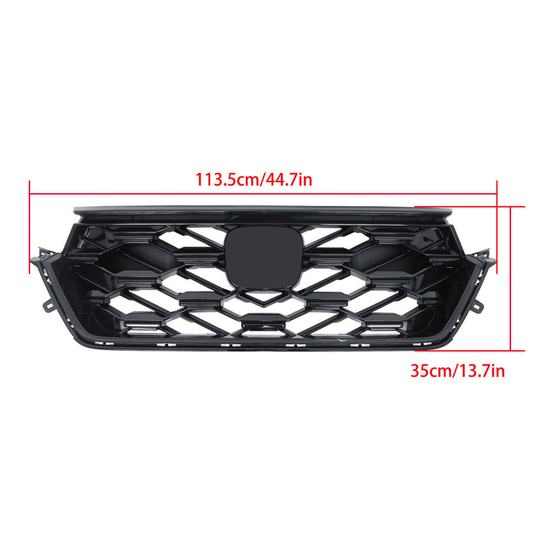 DURAFORCE Front Upper Grille For 23-2024 Honda CRV CR-V Sport Hybrid Glossy Black