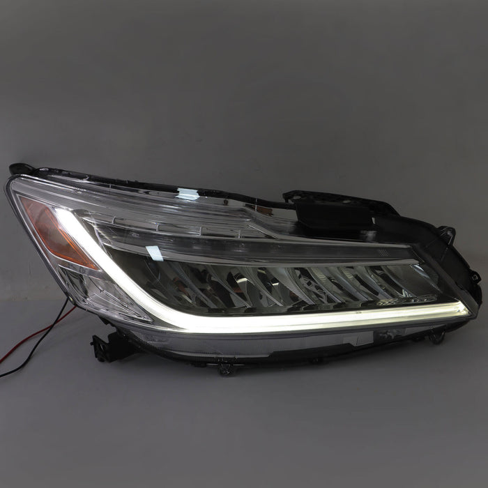 DURAFORCE Right+Left Full LED Headlights Chrome For 2016-2017 Honda Accord Sedan