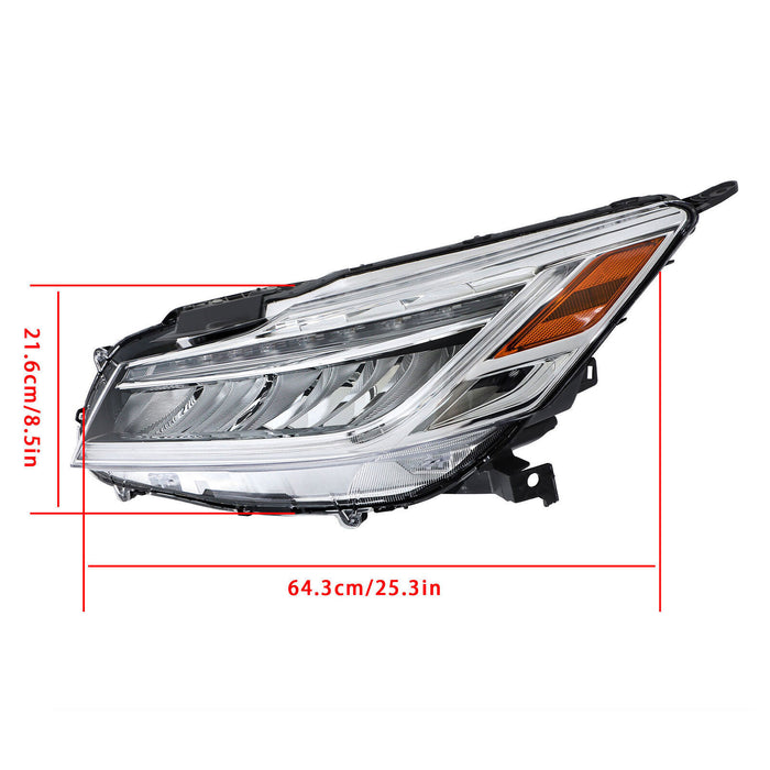 DURAFORCE Right+Left Full LED Headlights Chrome For 2016-2017 Honda Accord Sedan