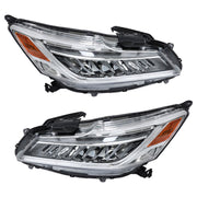 DURAFORCE Right+Left Full LED Headlights Chrome For 2016-2017 Honda Accord Sedan