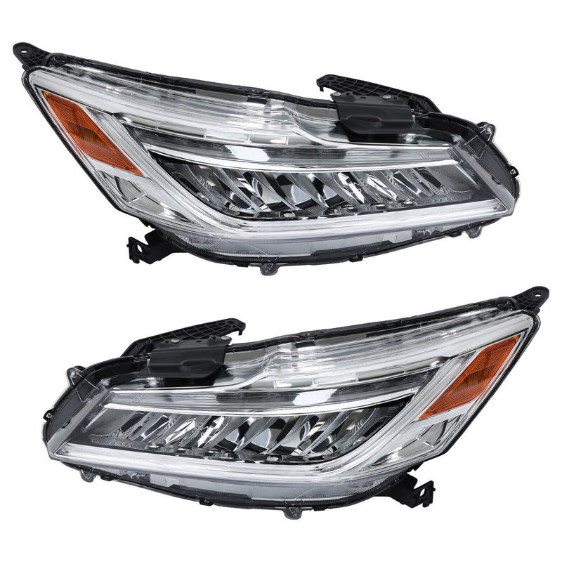 DURAFORCE Right+Left Full LED Headlights Chrome For 2016-2017 Honda Accord Sedan