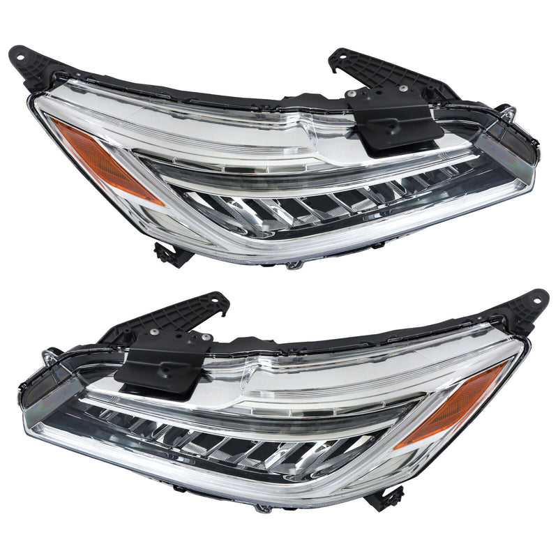DURAFORCE Right+Left Full LED Headlights Chrome For 2016-2017 Honda Accord Sedan